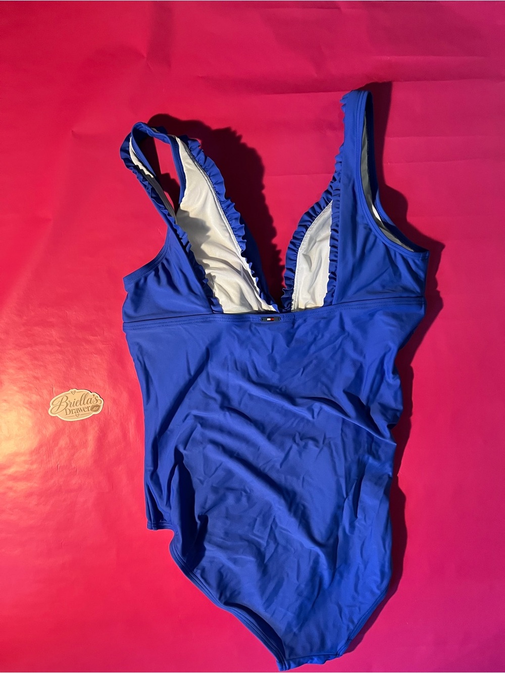 Tommy Hilfiger Royal Blue One-Piece Swimsuit with Ruffle Trim